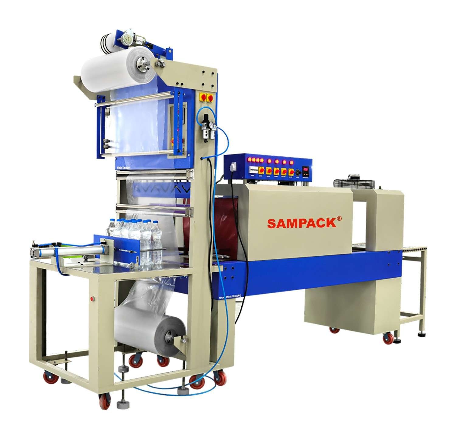 Web Sealer with Shrink Tunnel for Bottle Bundling